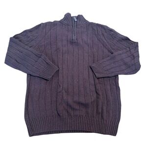 Outdoor Life Mens XL Burgundy Marl Ribbed Quarter Zip Pullover Sweater